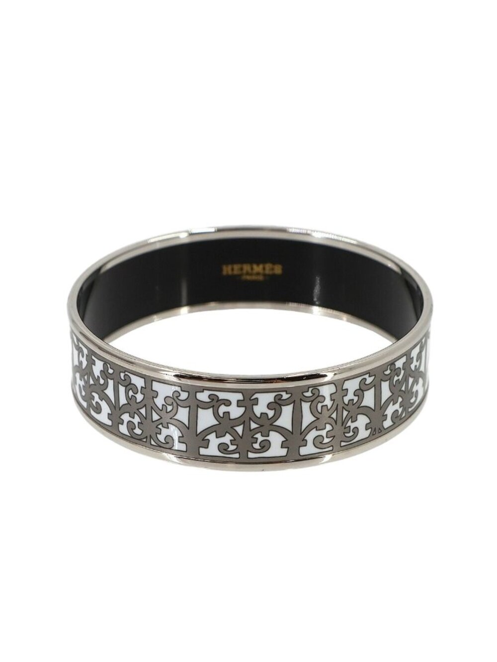 Hermes Enamel GM Bangle Bracelet Guadalquivir White Silver Email GM